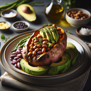 Protein-Packed Avocado and Bean Stuffed Sweet Potato